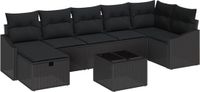 vidaXL Bankstel - 8-delig - Polyrattan - Zwart/Zwart