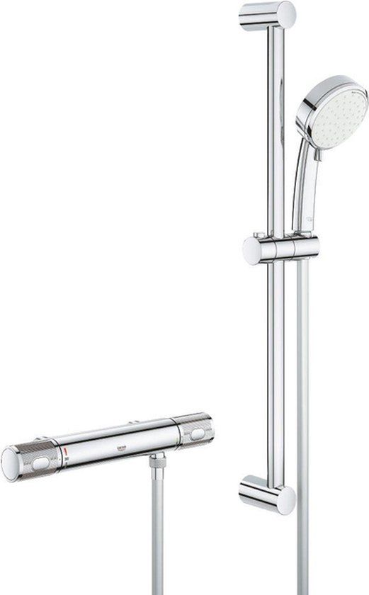 GROHE Grohtherm thermostaat douchemengkraan opbouw chroom met glijstang en handdouche
