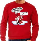 Bellatio Decorations Shoppartners Bv Foute Kersttrui / sweater - Zingende kerstman met gitaar / All I Want For Christmas - rood voor heren - kerstkleding / kerst outfit XL
