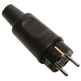 Kopp Geaarde stekker met knikbescherming, IP44, spatwaterdicht, 250V (16A), geaarde stekker van massief rubber voor moeilijke omstandigheden, breukvast, groot model, zwart, 179516047