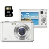Compacte digitale camera DC306 4K Uhd 48 miljoen autofocus 16X 2.8 kinderzoom + 8G- wit