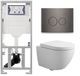 Geberit QeramiQ Dely Swirl Toiletset - Inbouwreservoir UP320 - Gunmetal Bedieningsplaat - Glans Wit