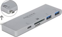 Delock 3 Port Hub and 2 Slot Card Reader for MacBook with PD 3.0 and retractable USB Type-C™ Connection