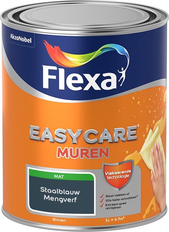 Flexa Easycare Muurverf - Staalblauw - 1 liter - Mat