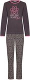 MyRebelle Pyjama Peluche Ami - Coton Bio - Manches Longues - Imprimé Animal - Gris Foncé - Taille 48