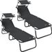 vidaXL Lit de soleil pliant 2 pcs oxford noir