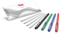 Pentel BX460 iZee Balpen, 4 kleuren, met vullingen, verschillende kleuren, kleur van de behuizing komt overeen met de schrijfkleur, dop met metalen clip, lijndikte 0,5 mm = diameter: