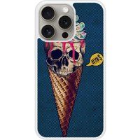 Ice cream skull blue bedrukt siliconen hoesje compatibel met iPhone 15 Pro