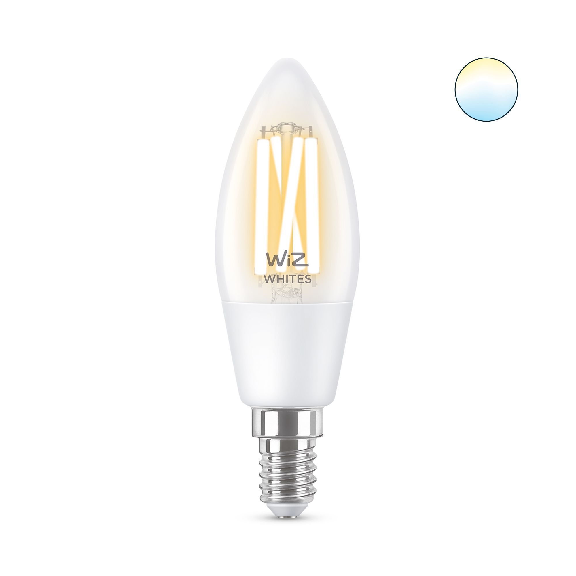 WiZ Filament Kaarslamp - E14 - 4.9W (vervangt 40W) - Helder - Dimbare Slimme LED Lamp