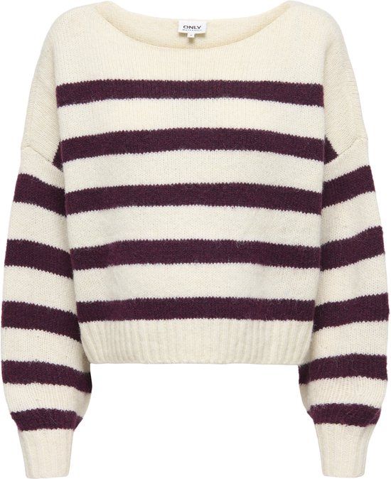 ONLY MATERNITY ONLY OLMAYA LIFE L/S BOATNECK PULL KNT Dames Trui XXL Gestreept Polyester/Acryl/Elastaan Birch