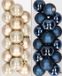 Kaemingk B.V. Petites boules de Noël - 32x pcs - champagne et bleu foncé - D4 cm - plastique - décoration de Noël