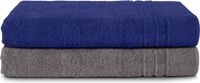 Komfortec Set van 2 Handdoeken 70x200 cm - 100% Coton - XXL Saunahanddoeken - Antracietgrijs & Blauw