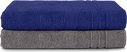 Komfortec Set van 2 Handdoeken 70x200 cm - 100% Coton - XXL Saunahanddoeken - Antracietgrijs & Blauw