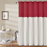 Lush Decor Linen Button Douchegordijn, 72" x 72", Rood & Wit