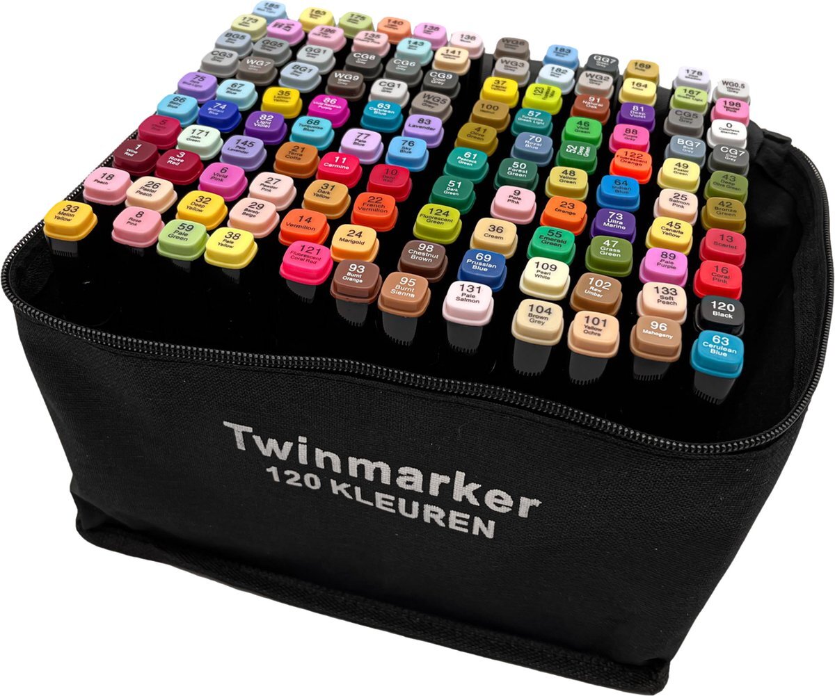 Timmers trading T & T© Twinmarkers - Professionele alcohol markers - Dubbelzijdige dual tip markers - 120 stuks