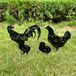 Unyqoos Famille de poulets en métal Décoration de jardin Lot de 4 pièces