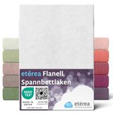 etérea Flanell Spannbettlaken 200x200 bis 200x220 cm - Warmes Biber Spannbetttuch aus 100% Baumwolle, Superweiches Bettlaken bis 25 cm Matratzenhöhe, Weiss
