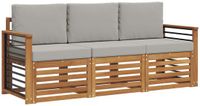 vidaXL - Sofa-Set - 3-zits - Natuurlijk en lichtgrijs - Massief acaciahout