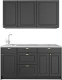 Vicco Eenpersoonskeuken Fame-Line, Anthrazit-Gold Landhaus/Antraciet, 150 cm, WB Marmer
