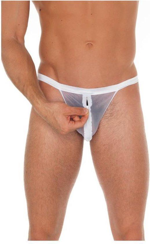 Rimba Amorable - Transparante Witte Herenstring Met Rits - One Size