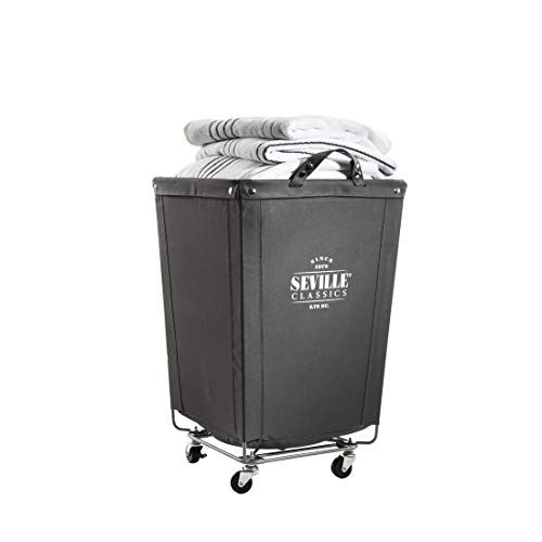 Seville Classics Rolling Laundry Hamper - 18.1" x 18.1" - Gray