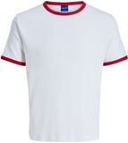 JACK&JONES JORSANREMO BINDING TEE SS CREW NECK Heren T-shirts L Katoen Elastaan Gestreept Ronde hals Korte mouw Regular Fit Casual Bright White