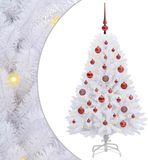 vidaXL - Kunstmatige - Hinged - Kerstboom - Wit - 120 - cm - PVC - en - Staal