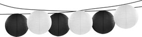 Merkloos Feest/tuin versiering 6x stuks luxe bol-vorm lampionnen zwart en wit dia 35 cm