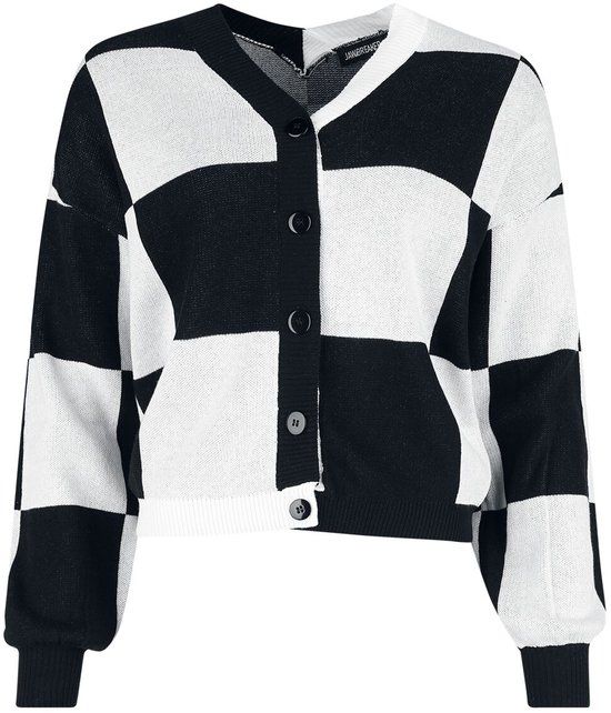 Jawbreaker Big Checker Cardigan Cardigan zwart-wit Katoen XXL