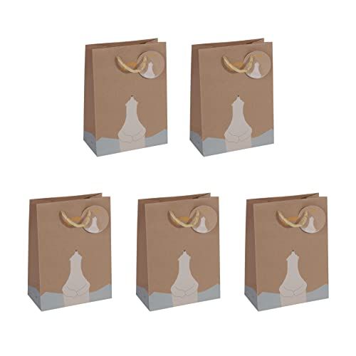 SIGEL GT050/5 middelgrote geschenkzakjes van kraftpapier, set van 5, 23 x 17 cm, bruin, Kerstmis