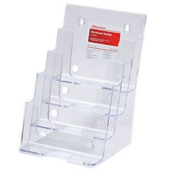 Office Depot Brochurehouder Meervoudig A5 Transparant kunststof 4 vakken 16 5 x 25 4 x 15 9 cm