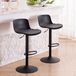 Tabourets de bar Set de 2, Noir, Réglable en hauteur, Pivotant, Avec dossier