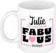 Bellatio Decorations Naam mok Julie - wit - Fabulous - keramiek - 300 ml