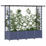 vidaXL Verhoogd bed met trellis en dak Grijs 203 x 40 x 136 cm PP