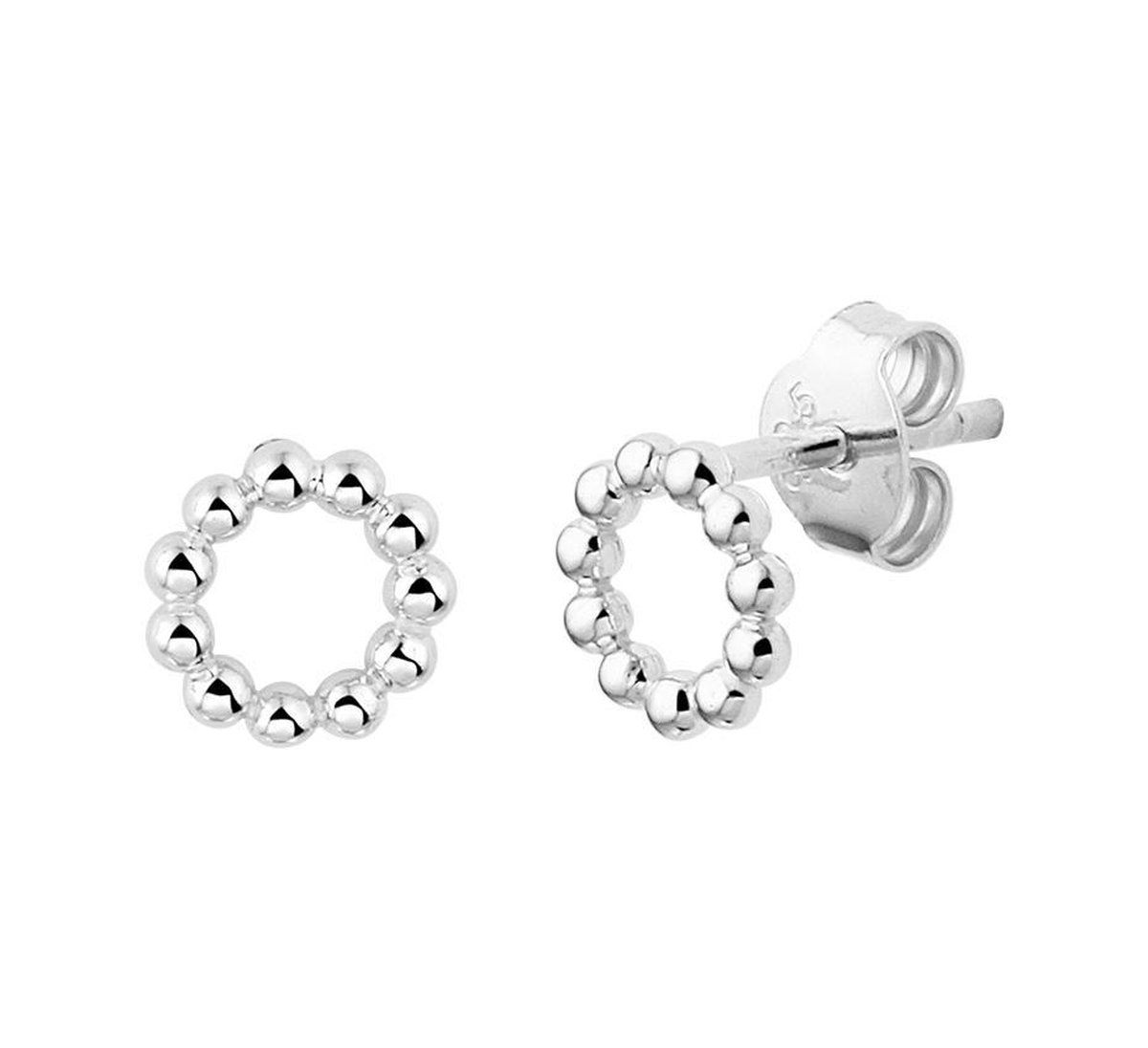 GLAMS Oorknoppen Rond Bolletjes - Zilver