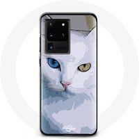 Maniacase Hoesje voor Samsung Galaxy S20 Ultra Turkse van Kat blauw oog en geel oog