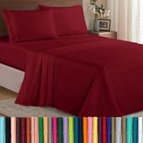 Elegant Comfort Beddengoedset, diepe zak tot 16 inch, microvezel, bordeaux, California King