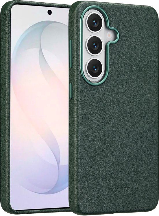 Accezz Hoesje - Geschikt voor Samsung Galaxy S26 - met Magnetische Ring Leather Backcover - Cedar Green