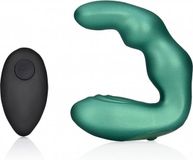 Shots Ouch! OU905MGR Bent Vibrating Prostate Massager with Remote Control Metallic Green
