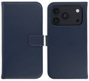 Selencia Echt Leren Bookcase voor de Apple iPhone 18 Pro / 17 Pro - Blauw