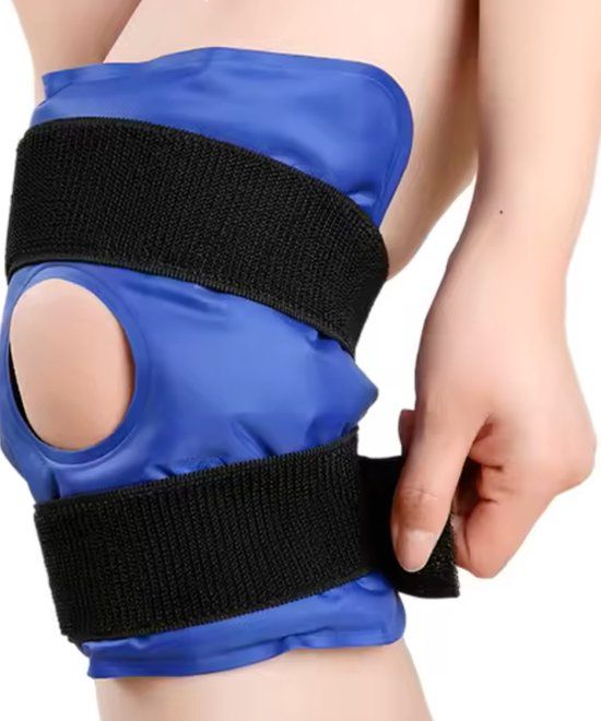 VITALIC Verkoelende icepack kniebrace - Gelpack voor Warmte en Koude Therapie - Verstelbare Kniebandage Volwassenen - Blauw