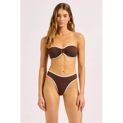 Seafolly Beach Bound high leg bikinibroekje donkerbruin