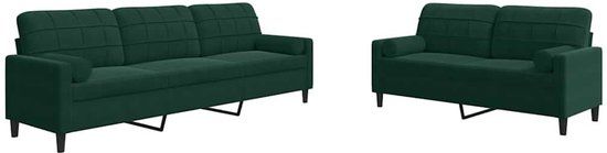 vidaXL 2-delige Loungeset met kussens en bolsters fluweel donkergroen