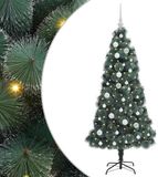 vidaXL Kunstkerstboom met lichtjes en ballenset groen 150 cm