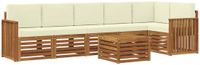 vidaXL - Hoek loungeset - 6 zitplaatsen - Natuurlijk en crème - Polyester