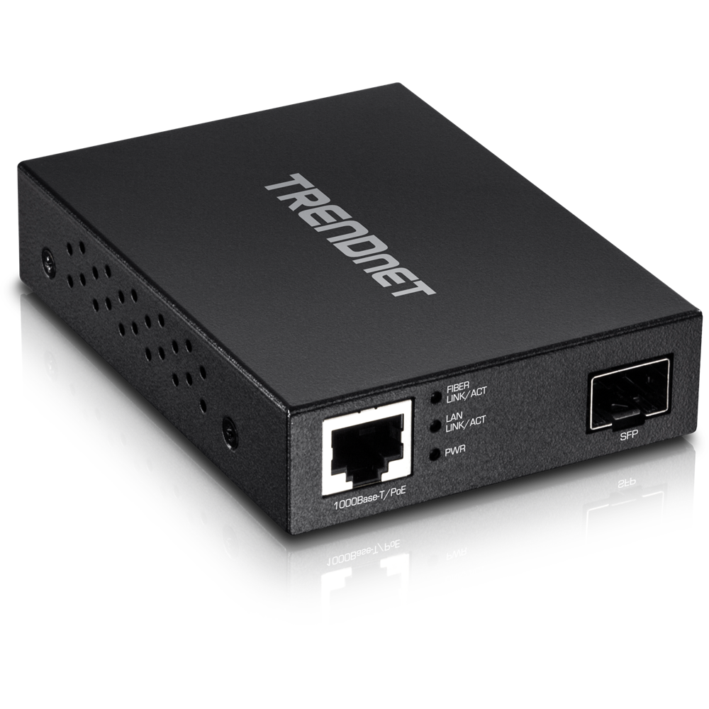 TRENDnet TFC-PGSFP - Netwerk media converter - Gigabit Ethernet - Zwart