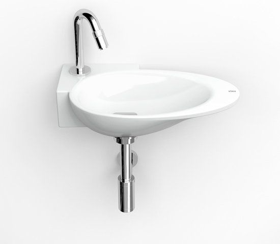 Clou First fonteinkom - 38.8x24.6cm - Ovaal - Wit - Keramiek - 1 Kraangat Links