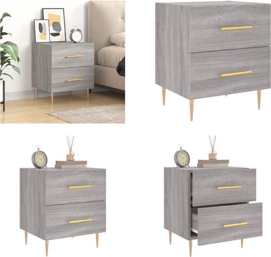 vidaXL Nachtkastje 40x35x47,5 cm bewerkt hout grijs sonoma eikenkleur