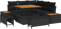 vidaXL Tuinbank Set 8-delig Zwart Polywood