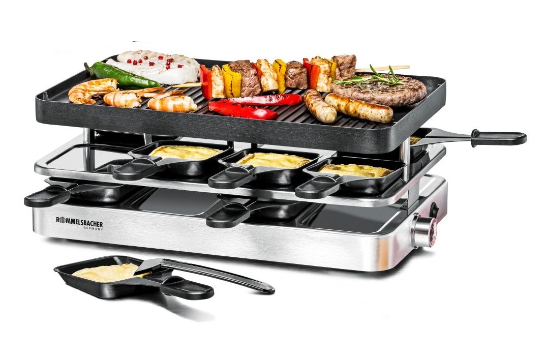 Rommelsbacher RC 1400 Raclette Grill - 8 Personen - 1200W - RVS